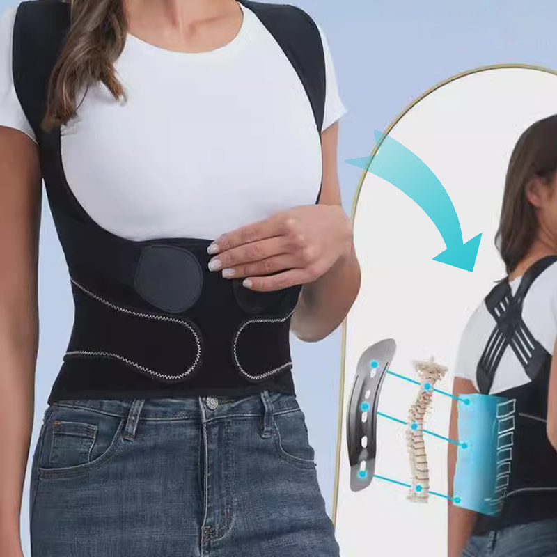 ⭐ 50% RABATT NU! ✨ Universell justerbar hållningskorrigerare för ryggen – 4 ergonomiska stödstänger, 3D-ländryggsdyna & andningsbart nät – perfekt för kontor, vardag och träning 🛡️