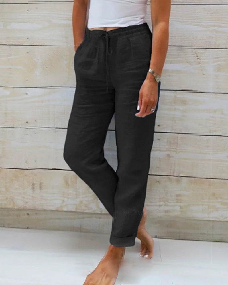 👖 60% RABATT! 🌿 Kali Andningsaktiva & Flexibla Byxor i Linne – Lättvikt, Bekväm Passform & Avslappnad Stil ☀️