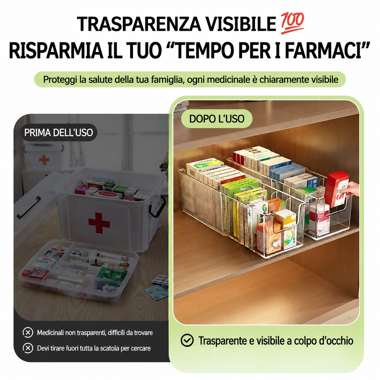 đ„ Utdragbar transparent medicinorganiserare â teleskopisk 24,5â43 cm đđïž