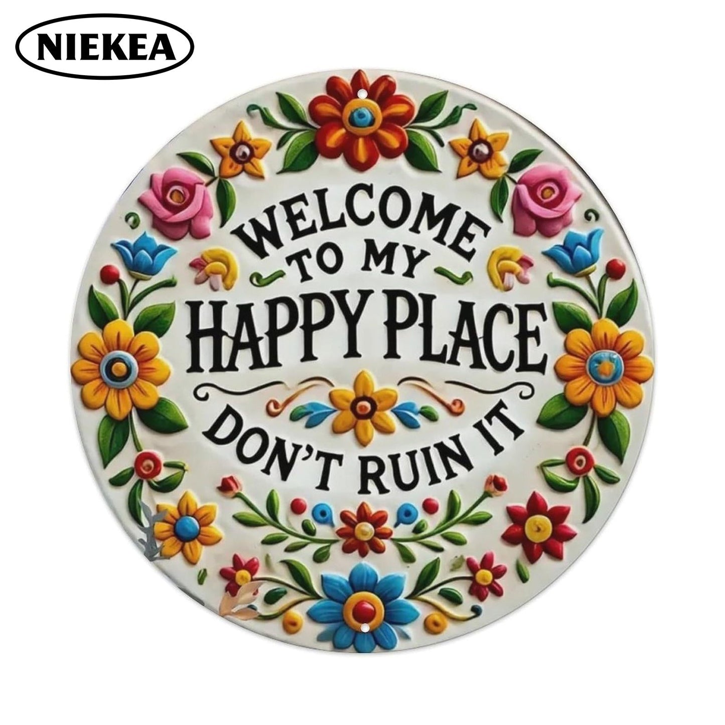 đźď¸ 50 % RABATT JUST NU! ⥠Vintage-skylt i metall med texten âHappy Placeâ â rustik inredning, slitstark metall och färdig att hängas upp đĄ