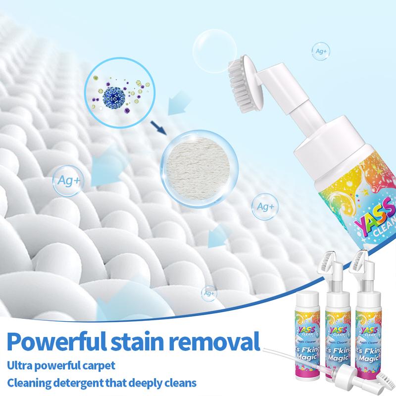 ⏳SISTA DAGEN – KÖP 2, FÅ 1 GRATIS!!💖Yass Clean Magic skumrengöringsmedel för mattor och möbelklädsel – borttar fläckar och lukt från husdjur, med rengöringsborste🧼🪄