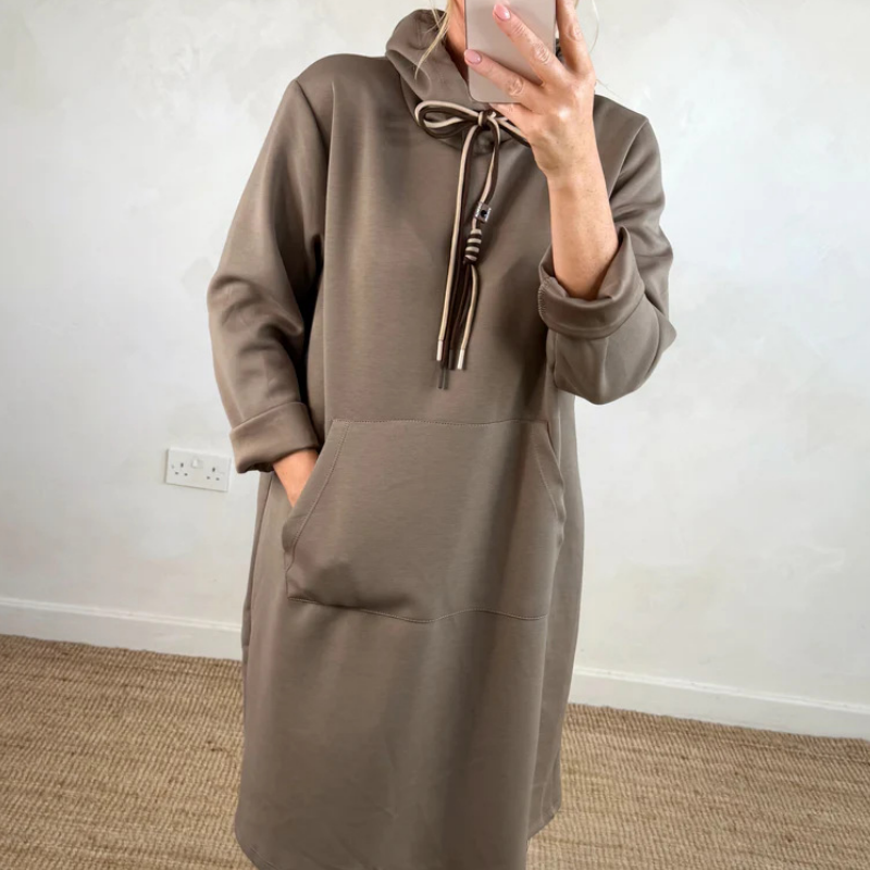 Oversized lång hoodiekjol med fickor för damer