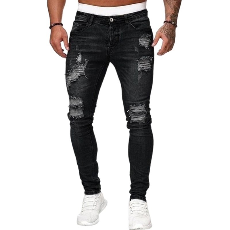 đ60% RABATT! đ„ Snygga slitna skinny jeans för mĂ€n â Slim Tapered Passform, Andningsbar Bomull och Eleganta Rivna Detaljer