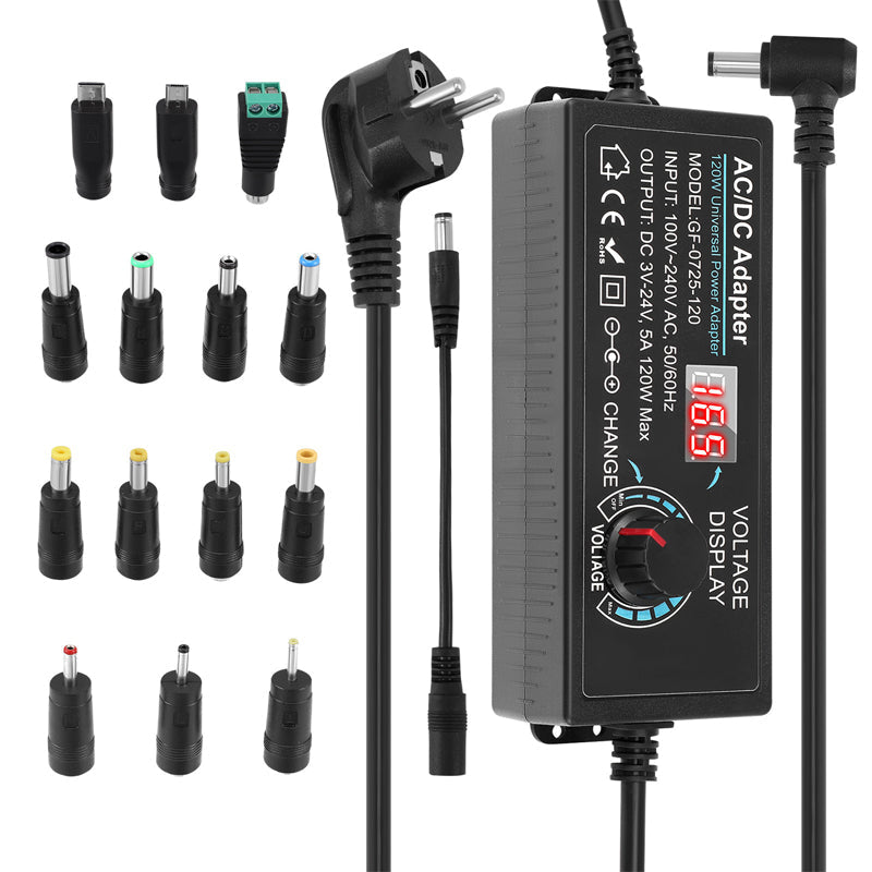 Justerbar 3V-24V 3A universell AC/DC-nätadapter