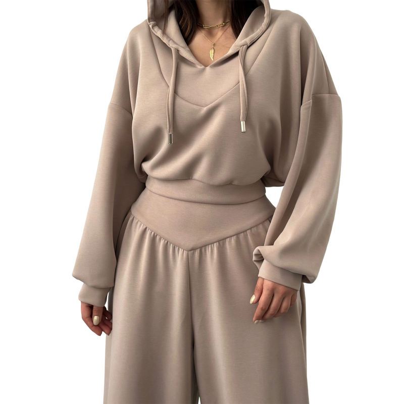 đ„đNyhet 50 % RABATTđ„Kort hoodie och byxor med vida ben för damer