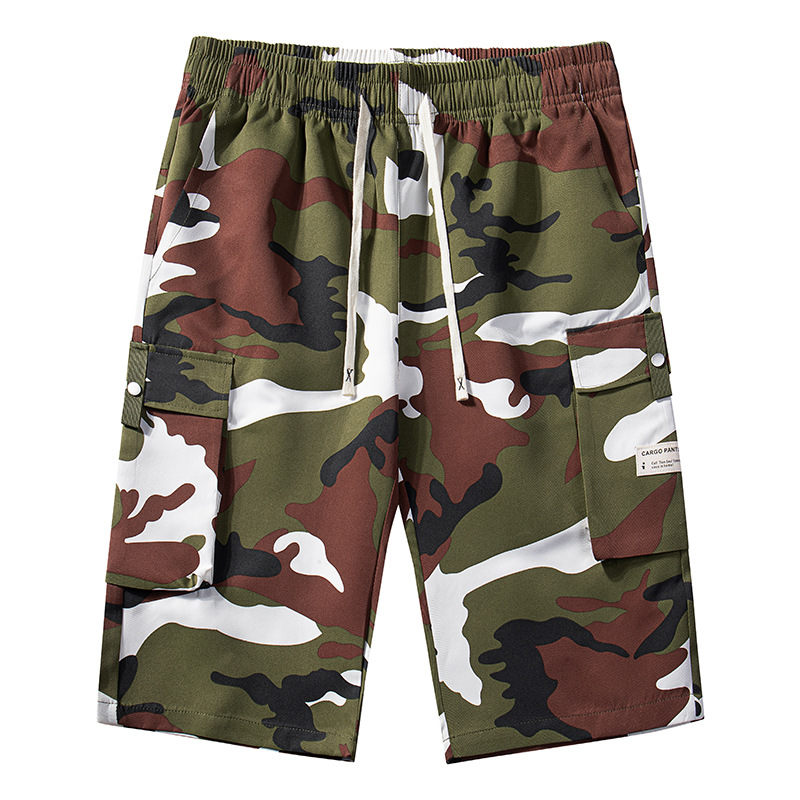 𩳠50% RABATT NU! đïž Herr Camo Cargoshorts med Dragsko i Midjan â Flera Fickor, LĂ€ttvikt & Avslappnad Passform âš
