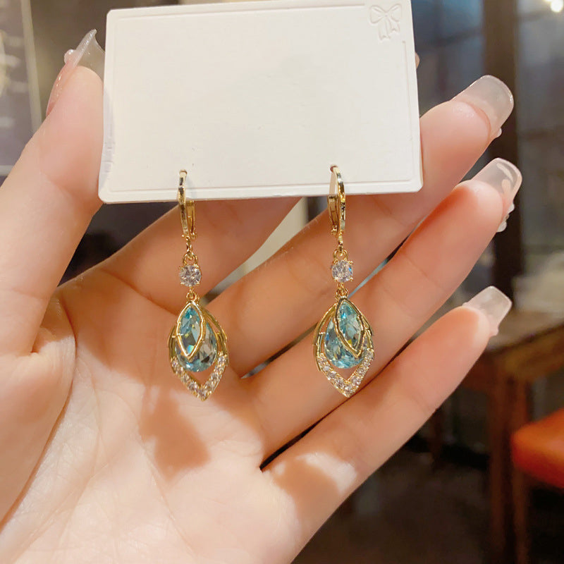 đ 50% RABATT NU!âš HimmelsblĂ„ Droppande Dangle Hoop ĂrhĂ€ngen â Elegant Art Deco & Vintage Charm đ