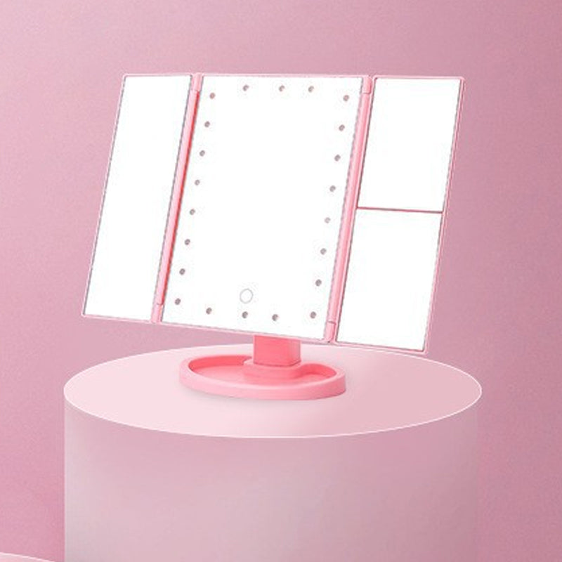 ✨50 % RABATT Tresidig sminkspegel med belysning, justerbar ljusspegel för smink