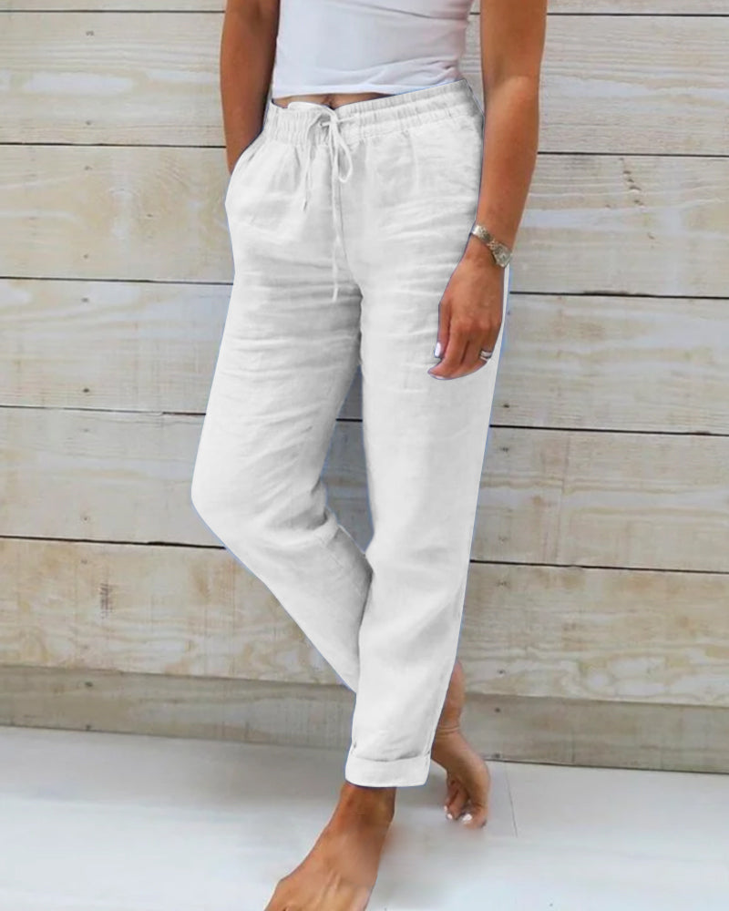 👖 60% RABATT! 🌿 Kali Andningsaktiva & Flexibla Byxor i Linne – Lättvikt, Bekväm Passform & Avslappnad Stil ☀️