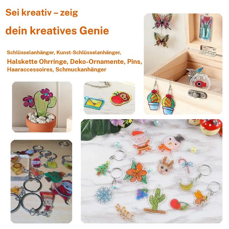 🔥Tidsbegränsad 50 % rabatt！✨DIY Shrinky Dinks nyckelringsset – kreativ barnaktivitet och perfekt som partygåva