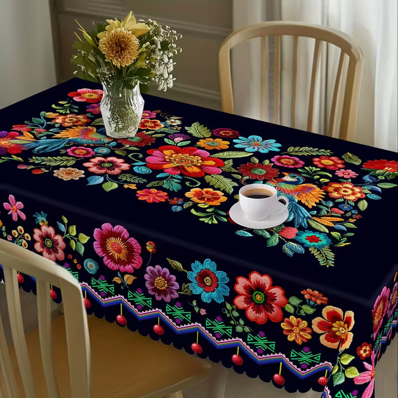 ⏳Begränsad tid 50 % Rabatt⏰Mexikansk blommig duk med vågig kant🏵️