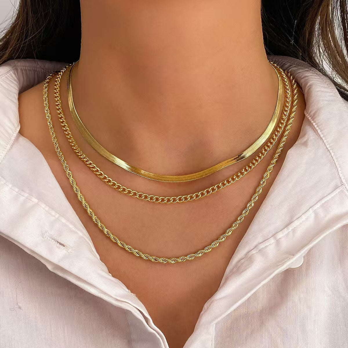 Damernas Vräng- och Ormkedja Flerlagerad Halsband