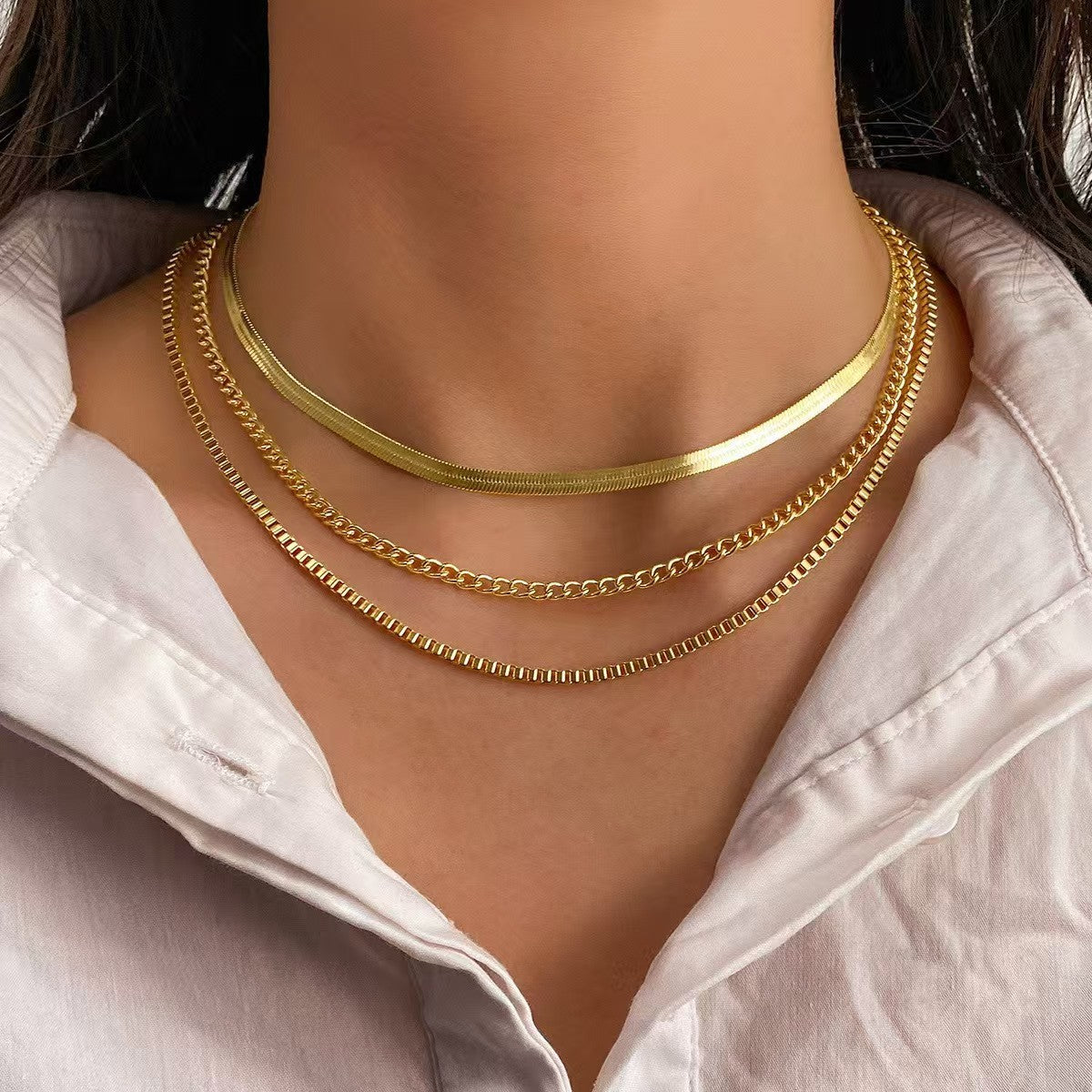 Damernas Vräng- och Ormkedja Flerlagerad Halsband