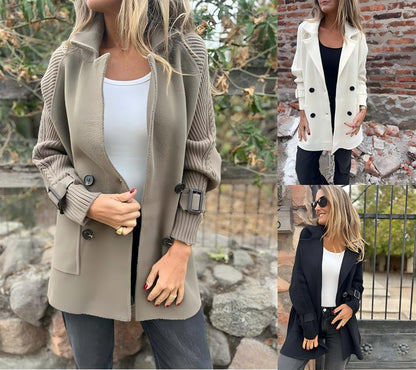 ⏳Begränsad tid 50 % rabatt⏰Mellanlång dubbelknäppt kappa med slag🧥