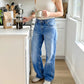🔥 50% RABATT! ⏰ Lättillverkad Chic Slapppassande Vida Ben Jeans – Gradientvättad, Högkvalitativt Jeansmaterial & Komfort Hela Dagen 👖✨