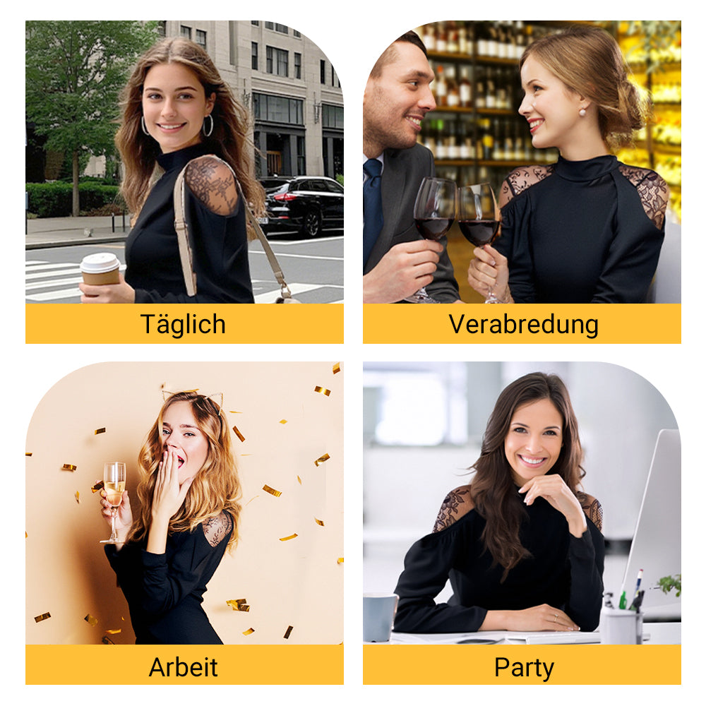 👗Elegant midiklänning för damer med ståkrage och spetsdetaljer på ryggen