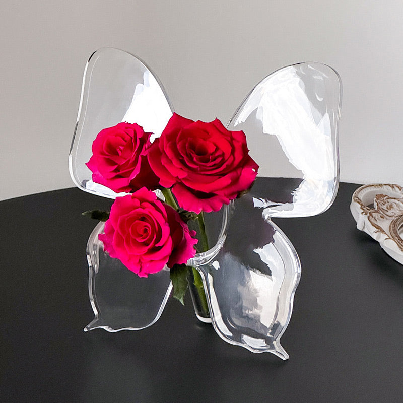 🔥🎁Nyhet 50 % RABATT🔥 🦋 Genomskinlig fjärilsvas – kristallklar plast, stabil bas. Perfekt för blommor, bordsdekorationer och presenter! ✨💐