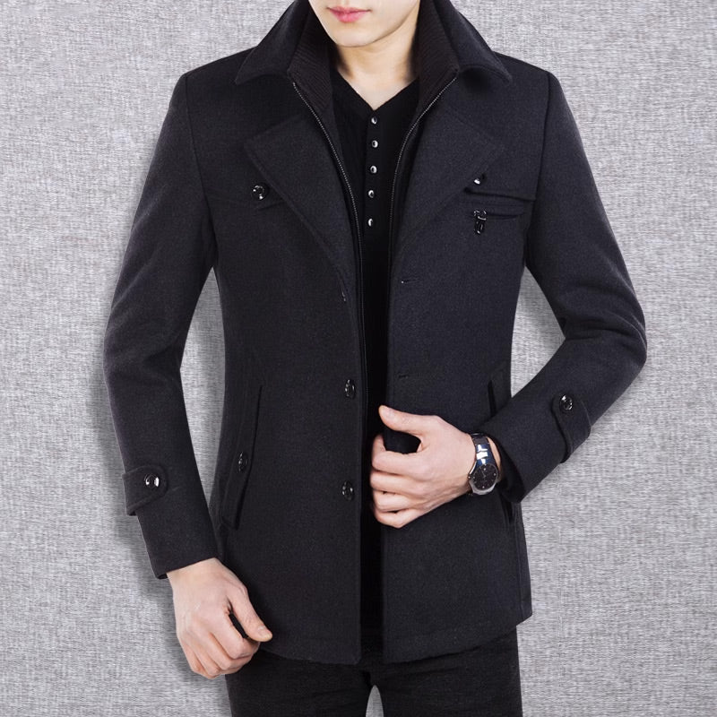 Vinterjackor för män Klassiska trenchcoats Långa trenchcoats för män Slim fit-överrockar Blandade ullvarma ytterkläder Vindjackor