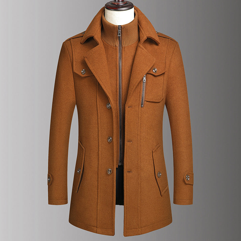 Vinterjackor för män Klassiska trenchcoats Långa trenchcoats för män Slim fit-överrockar Blandade ullvarma ytterkläder Vindjackor