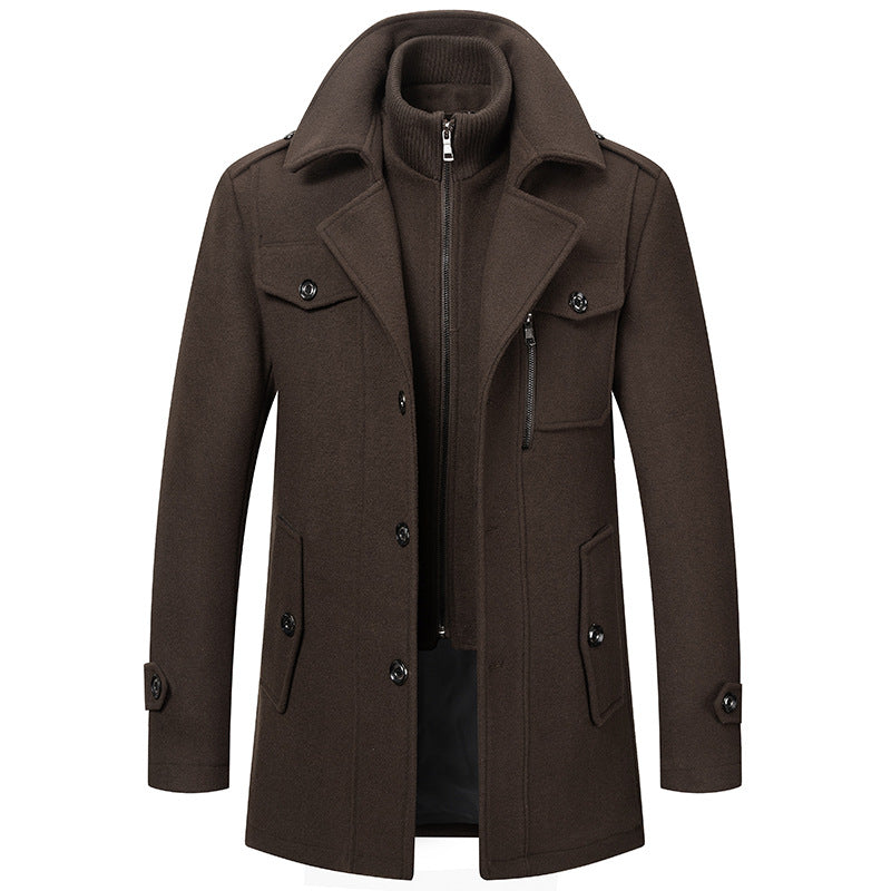 Vinterjackor för män Klassiska trenchcoats Långa trenchcoats för män Slim fit-överrockar Blandade ullvarma ytterkläder Vindjackor
