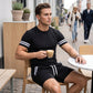 ✨ 50 % rabatt🔥 2-delat set för män: randig t-shirt och shorts