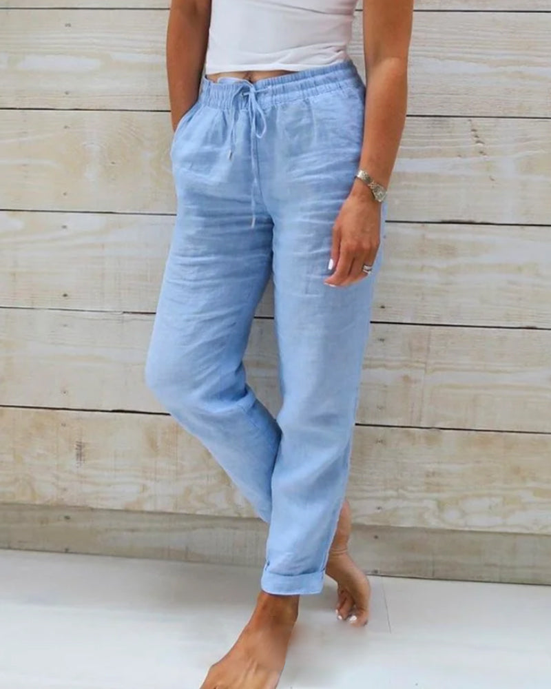 👖 60% RABATT! 🌿 Kali Andningsaktiva & Flexibla Byxor i Linne – Lättvikt, Bekväm Passform & Avslappnad Stil ☀️