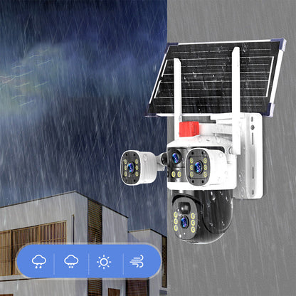 🎥Solcellsdriven 360° kupolkamera med tre linser