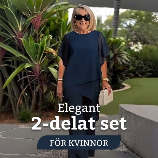 ✨60% RABATT – Charmigt set med oregelbunden topp 👗 Elegant set med vida byxor – Bekväma och perfekta för våren