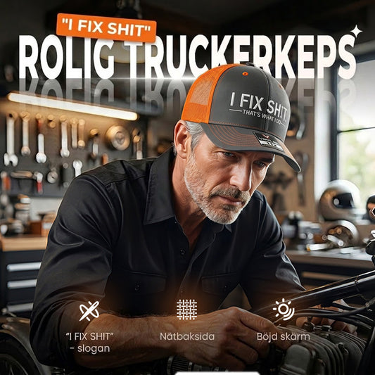 🔥Nyhet 2026 & Storsäljare🔥Trucker-keps med nätbakstycke och broderat ”I Fix Shit” – Andningsbar solhatt för utomhusbruk🧢☀️