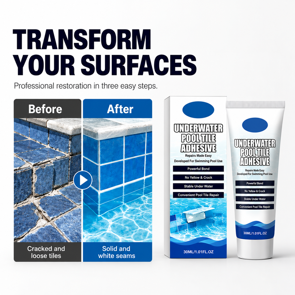 💧 50% RABATT NU! Höghållfast undervattenslim för poolkakel – professionell reparation utan att tömma poolen – snabb bindning, hållbar & estetisk finish ✨