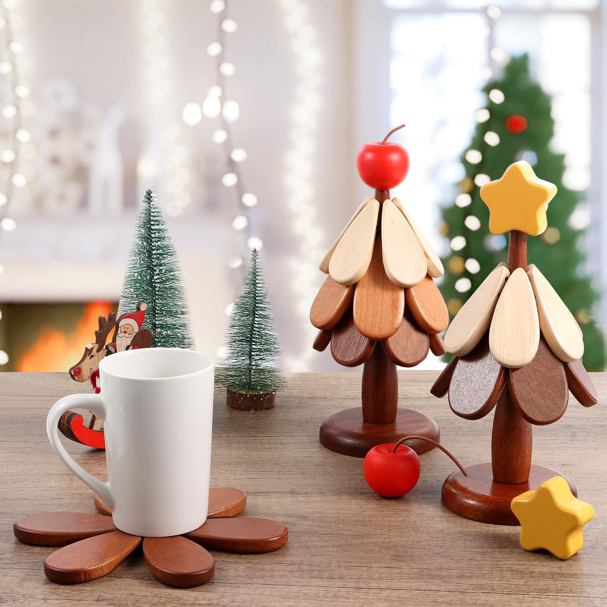 🎄 TIDSBEGRÄNSAT 50% RABATT! 🔥 Julgransformat grytunderlägg i naturligt trä – Festligt, hopfällbart och värmetåligt ✨