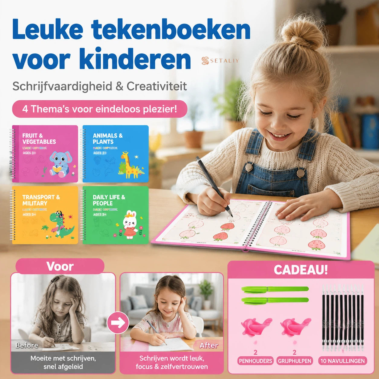 Målarbok med 8 teman: Tecknade figurer att rita av🥳🖍️ Mer än 50 000 familjer har valt den!