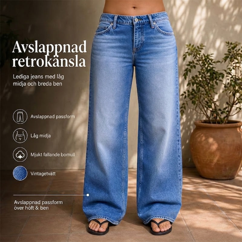 🔥 50% RABATT! ⏰ Lättillverkad Chic Slapppassande Vida Ben Jeans – Gradientvättad, Högkvalitativt Jeansmaterial & Komfort Hela Dagen 👖✨