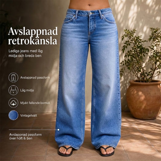 🔥 50% RABATT! ⏰ Lättillverkad Chic Slapppassande Vida Ben Jeans – Gradientvättad, Högkvalitativt Jeansmaterial & Komfort Hela Dagen 👖✨