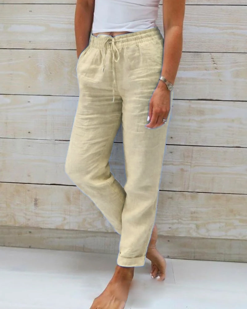 👖 60% RABATT! 🌿 Kali Andningsaktiva & Flexibla Byxor i Linne – Lättvikt, Bekväm Passform & Avslappnad Stil ☀️