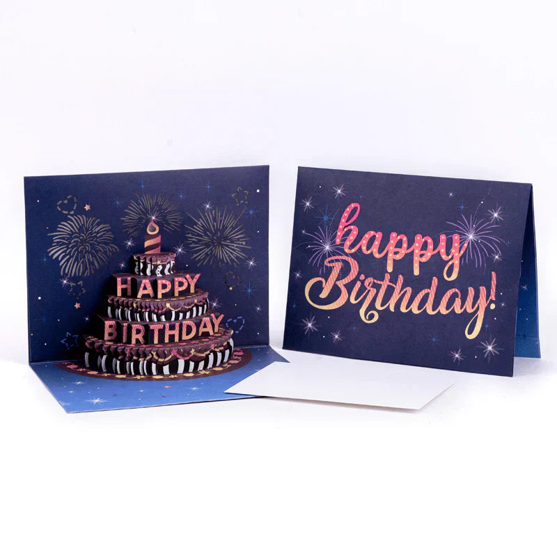 🔥Beste gave 50% RABATT🎁Fyrverkeri pop-up kake med lys og musikk, bursdagskort gave