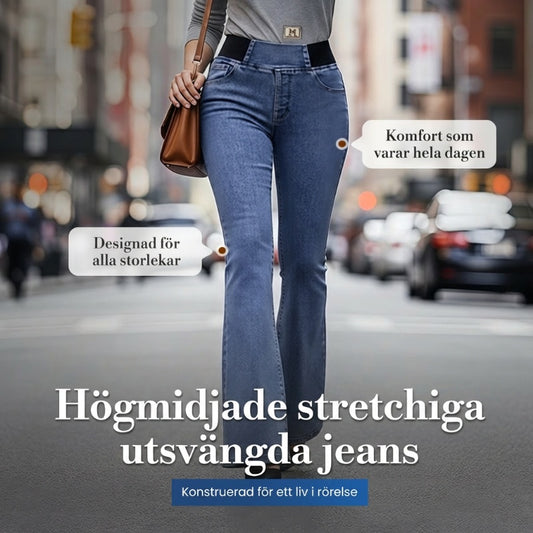 👖✨ 50% RABATT! | Högmidjade Stretchiga Flare-jeans – Slim Fit & Klassisk Flare!
