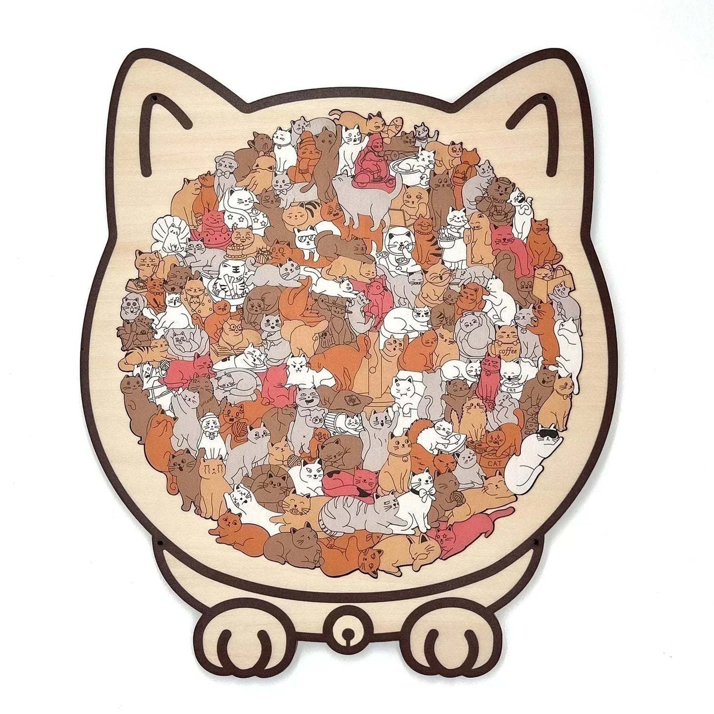 🎁 Julrea -50% RABATT 🎅 135-bitars träpussel med katt i Morandi-färgen