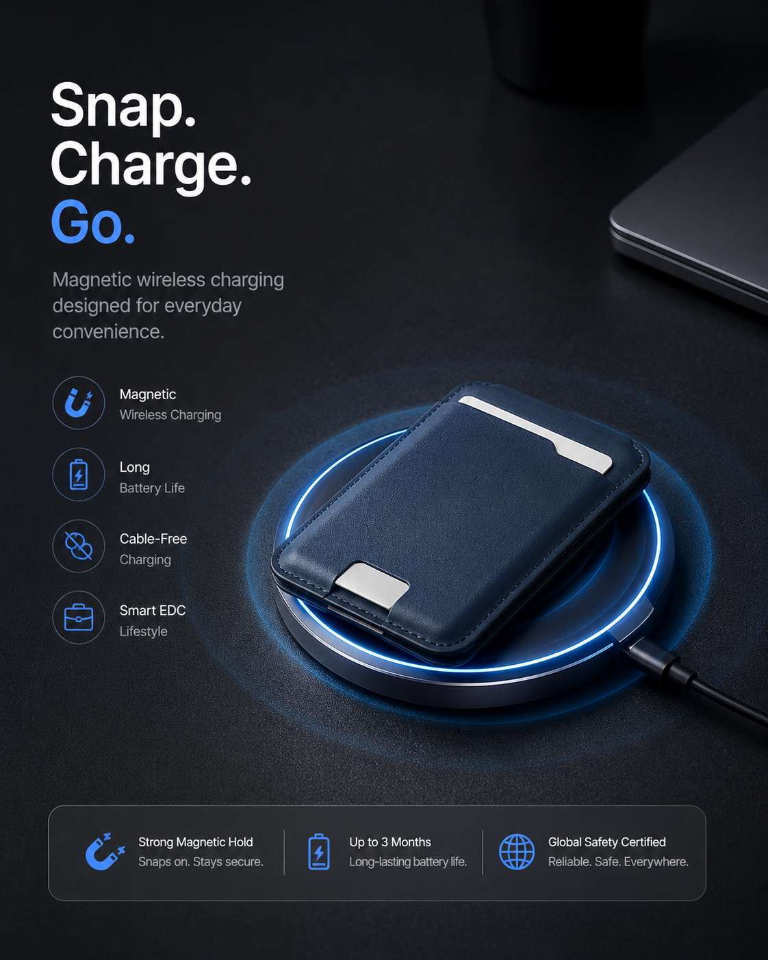 ⚡ 50% RABATT 💥 Smart Wallet mit Apple Find My™ & Google Find Hub™ 🔥 Premium Nappa-Leder + Wireless Charging