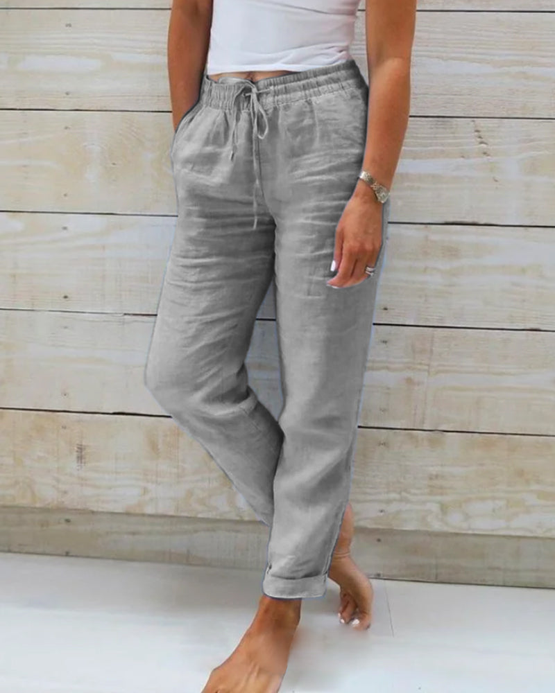 👖 60% RABATT! 🌿 Kali Andningsaktiva & Flexibla Byxor i Linne – Lättvikt, Bekväm Passform & Avslappnad Stil ☀️
