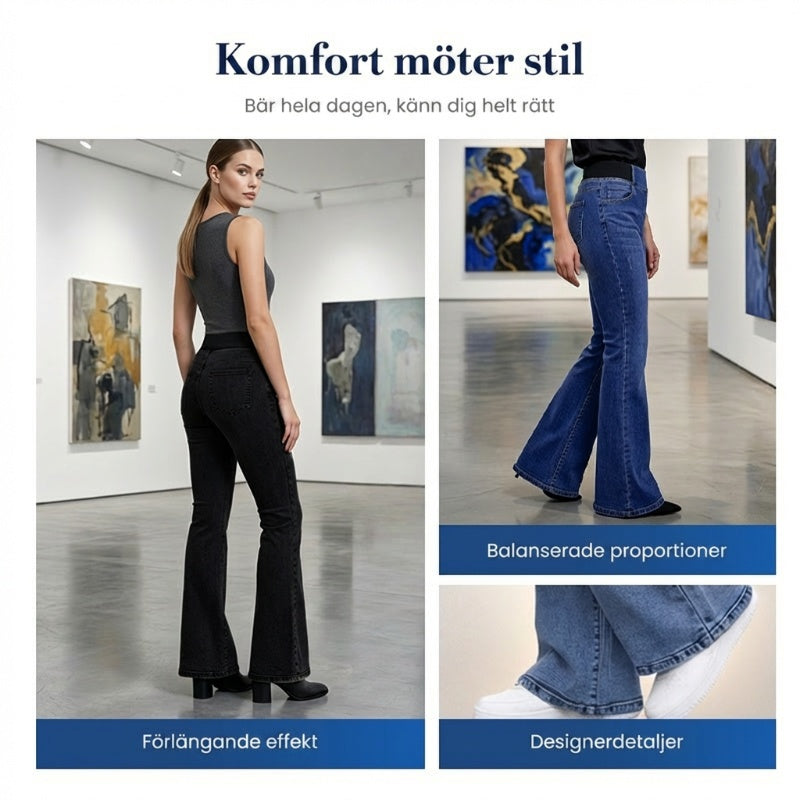 👖✨ 50% RABATT! | Högmidjade Stretchiga Flare-jeans – Slim Fit & Klassisk Flare!