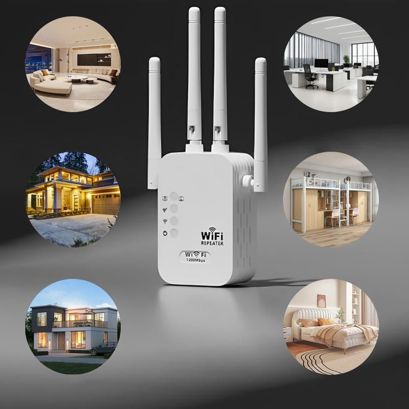 📶 50% REA NU! 🔥 WiFi-förlängare 1200Mbps - Dual Band & 10 000 kvm Täckning, Perfekt för Hemmet och Kontoret ✨