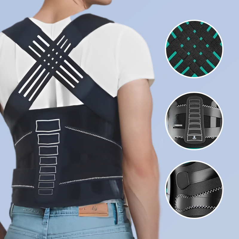 ⭐ 50% RABATT NU! ✨ Universell justerbar hållningskorrigerare för ryggen – 4 ergonomiska stödstänger, 3D-ländryggsdyna & andningsbart nät – perfekt för kontor, vardag och träning 🛡️