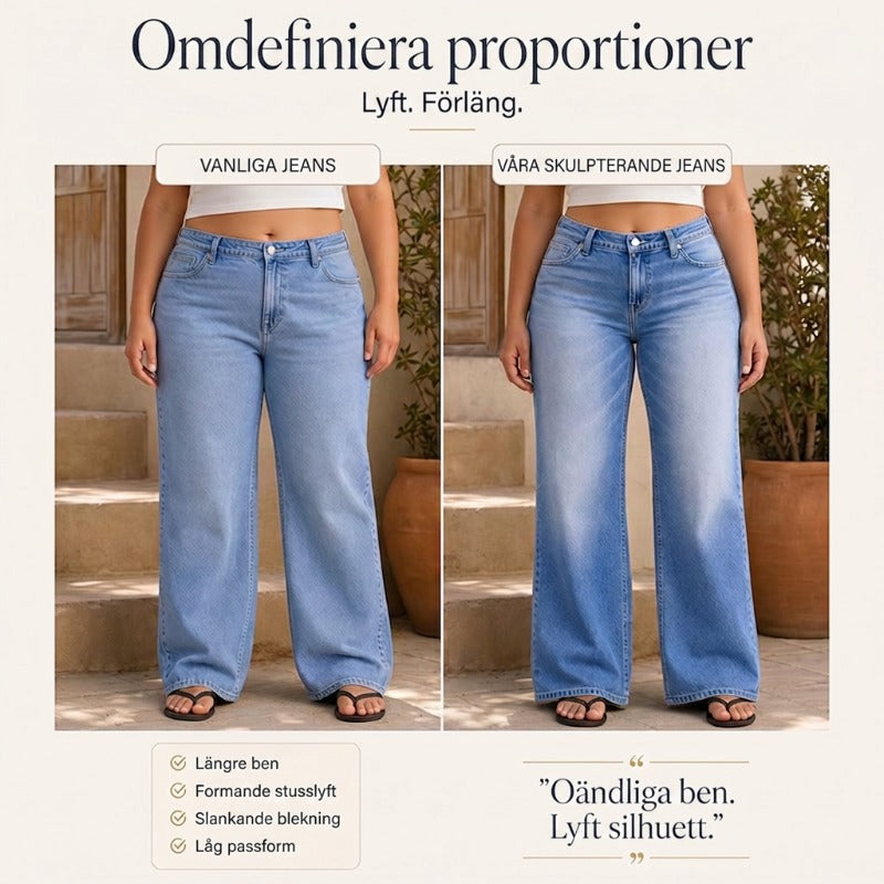 🔥 50% RABATT! ⏰ Lättillverkad Chic Slapppassande Vida Ben Jeans – Gradientvättad, Högkvalitativt Jeansmaterial & Komfort Hela Dagen 👖✨