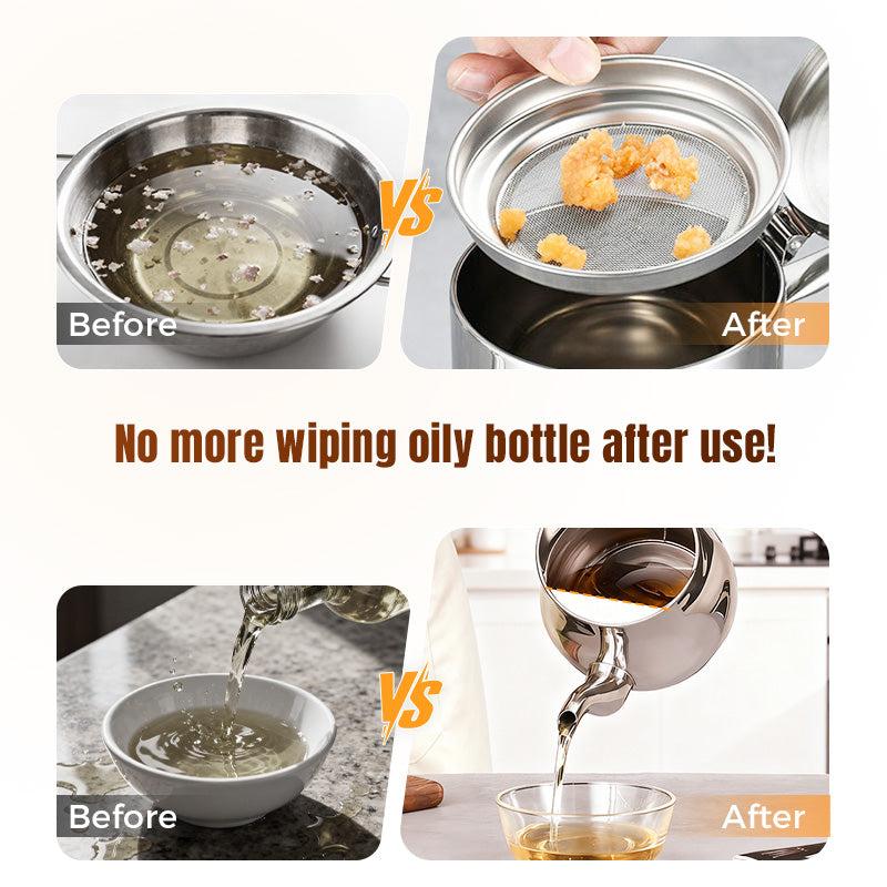 🛢️ 50% RABATT! 🔥 Oljefilterkanna i Rostfritt Stål – Återanvänd Matolja – Inbyggt Filter & Droppfri Pip – Perfekt för Köket 🍳