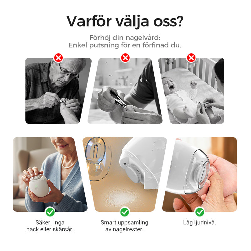 🔥 50 % RABATT! ✨ Automatisk nagelfil – 3 justerbara hastigheter, tyst, inbyggd LED-lampa för precisionsvård 💅✨