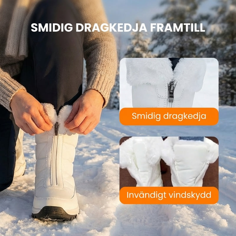 Halkfria, varma snöstövlar med dragkedja för kvinnor