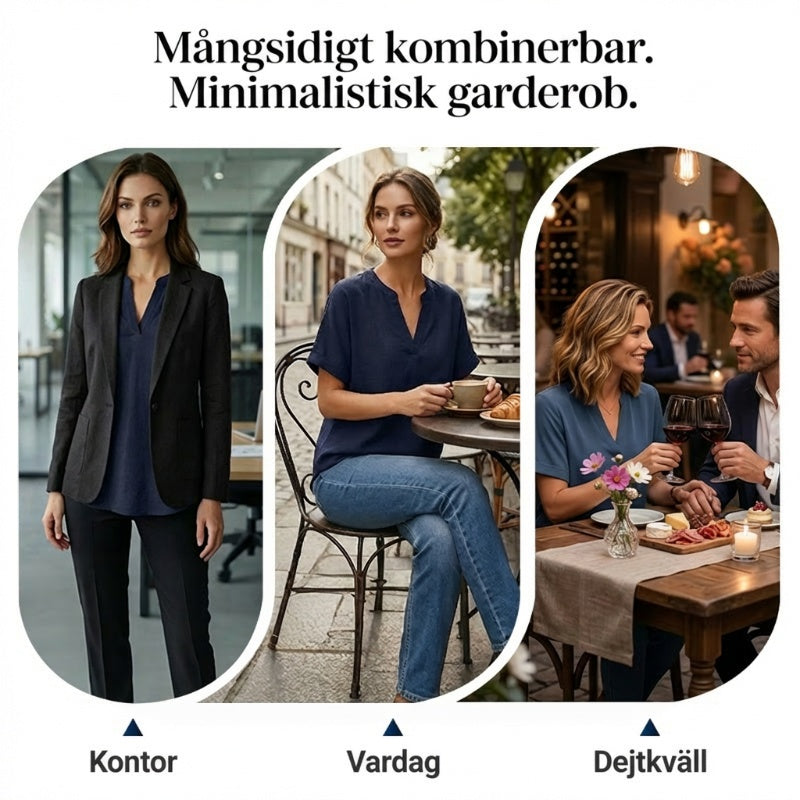 🌸Vårrea 50 % rabatt👕Modetopp i enfärgat tyg med korta ärmar