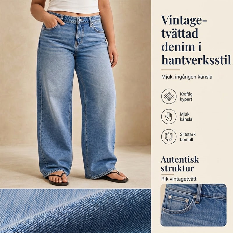 🔥 50% RABATT! ⏰ Lättillverkad Chic Slapppassande Vida Ben Jeans – Gradientvättad, Högkvalitativt Jeansmaterial & Komfort Hela Dagen 👖✨