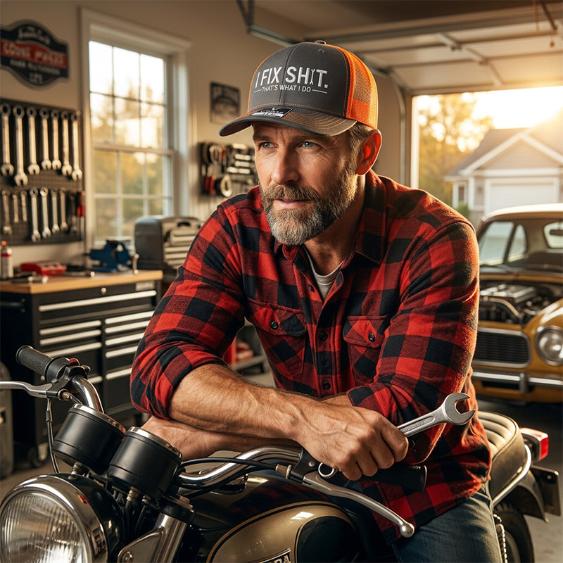 🔥Nyhet 2026 & Storsäljare🔥Trucker-keps med nätbakstycke och broderat ”I Fix Shit” – Andningsbar solhatt för utomhusbruk🧢☀️
